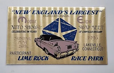 Lime Rock Race Park Mopar Expo Swap Meet Auto Car Show Dash Badge Plaque CT Rare • $29.99