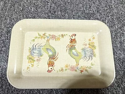 Vintage Minature Metal Tray 4.5   Roosters • $6