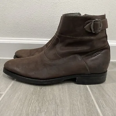 G-Star Raw Boots Mens 8.5 US 42 EU Leather Side Zip Up Smart Casual Biker Brown • $44.92