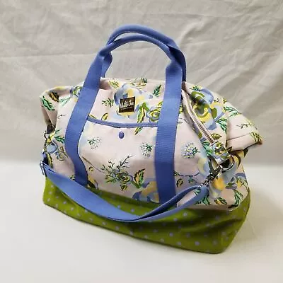 Matilda Jane Large Oversize Green/Blue Floral Polka Dot Travel Duffel Tote Bag • $29.99