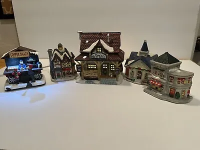 Winter Village Bundle Miniature Light Up ( 5 Buildings) Set. • $45
