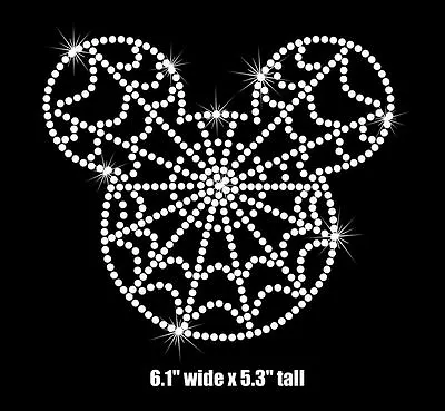 6.1  Mickey Mouse Spiderweb Halloween Iron On Rhinestone Transfer Patch Decal • $10.95