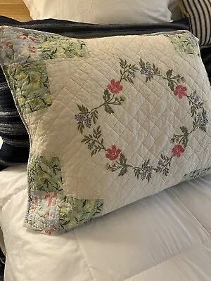 Martha Stewart Collection Quilted Floral Patchwork Pillow Sham Cotton Standard • $9.99