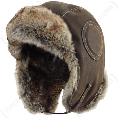 £14.95 • Buy Aviator Pilot Leather Ushanka - Winter Russian Ski Fur Military Army Airman Cap