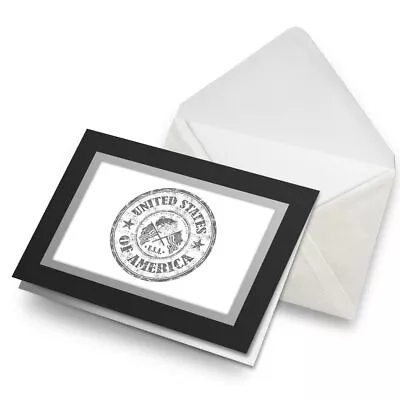 Greetings Card (Black) BW - United States Of America Travel Stamp  #40182 • £4.99