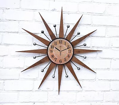 Vintage 1970 George Nelson Style 27  30  Bronze Atomic Clock With Silver Stars • $170