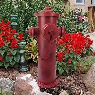 23  Old School Vintage Style Firefighter Red Metal 3 Nozzle Fire Hydrant Statue • $125.62