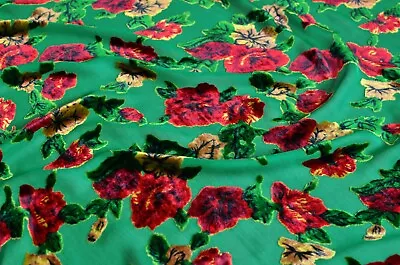 2.2 Yd/ Vintage Mulberry Silk Velvet Devore Fabric Luxury Uzbek Oriental Cloth • $66