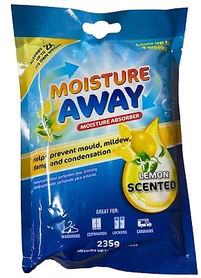 Hanging Wardrobe Dehumidifier Bags Stops Damp Mold Absorb Moisture Lemon Scented • £3.99