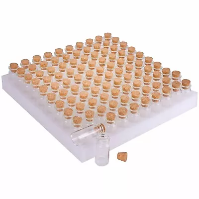 100 10ml Small Mini Glass Bottles With Cork Stopper Tiny Vials For Art Crafts • $22.99