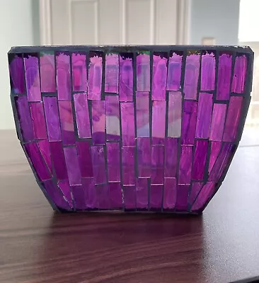 1-800-Flowers Purple Iridescent Mosaic Glass Vase Bowl • $20