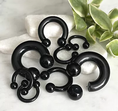 PAIR Lightweight Black Acrylic Circular Barbells Horseshoe Septum Large Gauge • $14.95