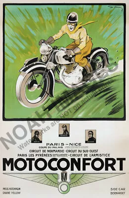 Moto Conforft Vintage Motorcycle Race Event Travel Poster 16x24 • $9.95