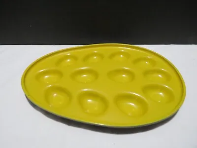 Vtg Mcm Yellow Retro Deviled Egg Plate Egg Shaped Melmaine/plastic • $14.95