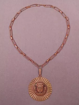 1960s Vintage Mexico Copper & Brass Mask Tribal Pendant Necklace Aztec Mayan #2 • $19.99