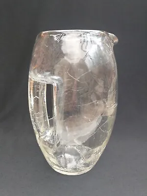 Antique Loetz Koloman Moser Crackle Glass Jug Pitcher Vase Bohemian C1900 • £44.99