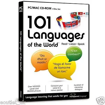 101 Languages Of The World CD ROM For PC/Mac - Learn To Speak French German Etc • £4.98