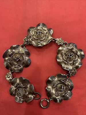 Vintage Sterling Roses 7” Bracelet.   • $38.75