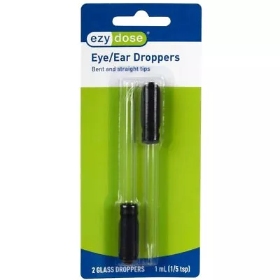 Ezy Dose Glass Medicine Droppers Straight & Bent Tip Natural Rubber Bulb 2 Ct • $8.51