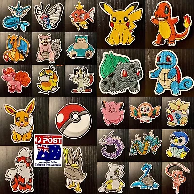 Pokémon Iron On Patches Pikachu Charmander Eevee Squitle Snorlax Bulbasaur • $4.99