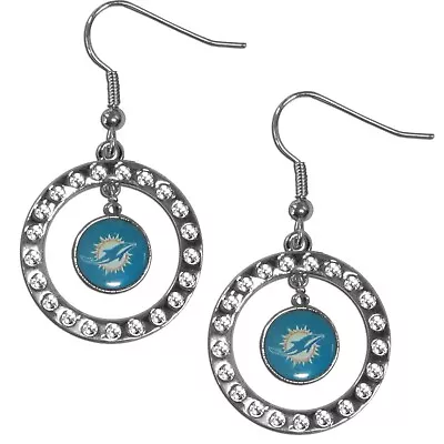 Miami Dolphins Hoop Earrings (Rhinestones) NFL Football Licensed Jewelry • $12.09