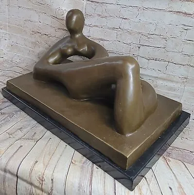 Genuine Bronze Statue By Henry Moore: Abstract Female Figure Museum Quality Art • $524.65