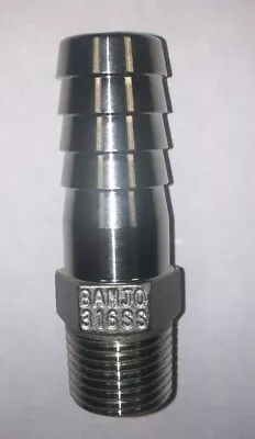 Banjo HB050-075SS Hose Fitting 3/4  Barb X 1/2  Male NPT 316 Stainless Steel • $10.50