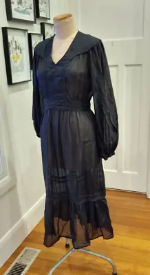 Morrison Size 14 ( 4 ) Black Long Sleeve Vintage Style Midi Dress • $75