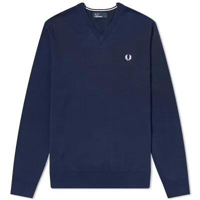 £64.99 • Buy Fred Perry Classic Cotton V- Neck Jumper Deep Carbon K5522 New With Tags Size S