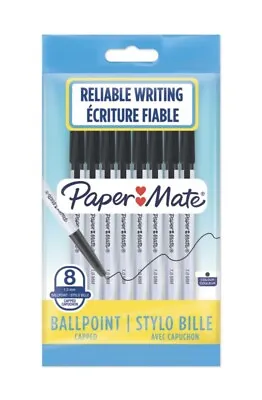 Papermate Capped Ballpoint Pen 045 - Medium - Black  ''Pack Of 8'' • £2.50