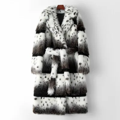 Occident Mink Fur Coat Women's Lapel Collar Loose Fit Belted Outwear Parka Coat • $335.45