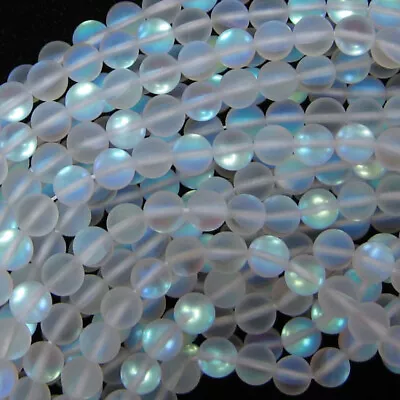 Matte White Mystic Aura Quartz Round Beads Gemstone 15  Strand 6mm 8mm 10mm 12mm • $4.99