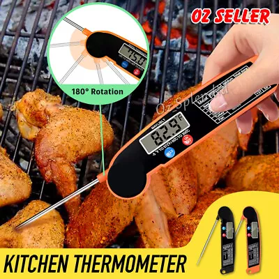 Foldable Digital Cooking Food Thermometer Probe Temperature Kitchen Meat BBQ • $9.95