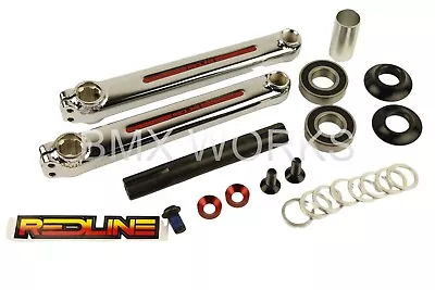 Redline Flight BMX Crank Set Ch-Mo Chrome 180mm With Black Mid Bottom Bracket • $299