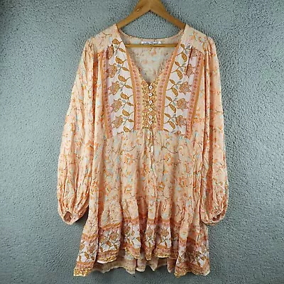 Salty Bright Womens Dress 16 Orange Fit & Flare Short Floral Festival Summer • $14.90