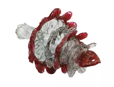 Antique Venetian Murano Chandelier Glass Lower Bottom Finial Red And Clear C1860 • £49.99