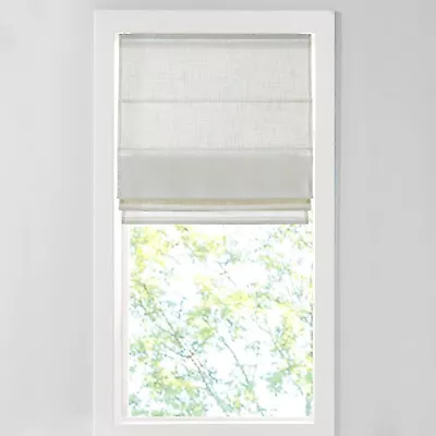 Madison Park Galen Cordless Roman Shades Single Panel Linen 27  X 64  White • $39.87