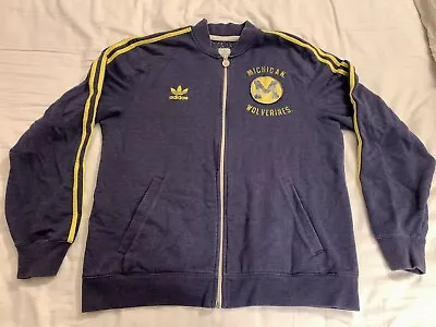 Adidas University Of Michigan Wolverines Zip-up Sweatshirt Jacket Large Retro 〽️ • $39.99