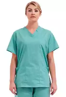 Scrub Medical Uniform Top Women Men Tunic Nurse Hospital PLEASE CHECK SIZE CHART • £9.99