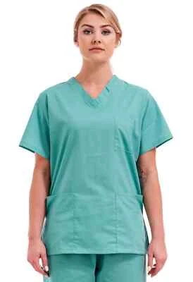£6.99 • Buy Scrub Medical Uniform Top Women Men Tunic Nurse Hospital Work Wear Medical Tops