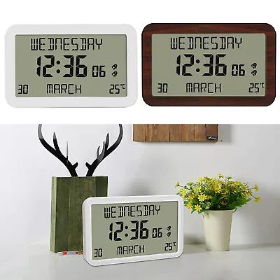 LCD Digital Calendar Clock Time Day Date Temperature Displays Table Clock 2 Colo • £29.99