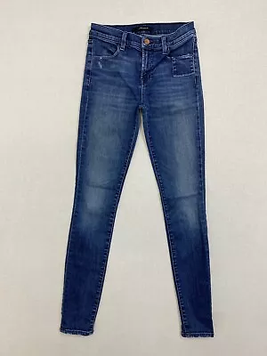 J Brand Super Skinny Jeans 25 Women Distressed Blue Dark Wash Mid Rise Denim • $18.80