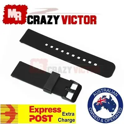 22mm Pebble Time / Time Steel Smart Watch Silicone Rubber Wrist Watch Band Black • $10.95