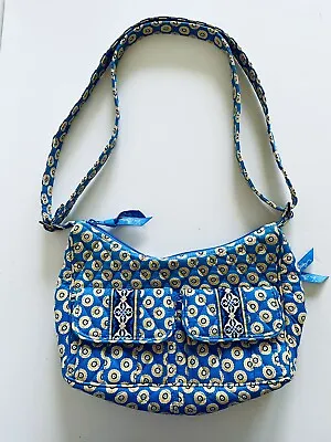 Vera Bradley Riviera Blue Yellow Adjustable Strap Crossbody Bag Flap Pocket NWOT • $17.99