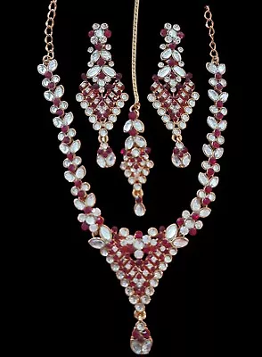 $39.95 • Buy Kundan  Necklace Earrings Set Indian Bollywood Wedding Artifical Jewellery