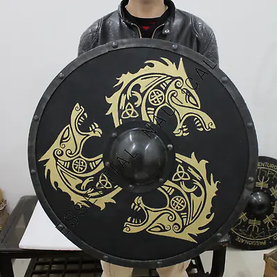 Medieval Shield Viking Shield 30  Wooden Shield Heavy Metal Fitted • $129.99