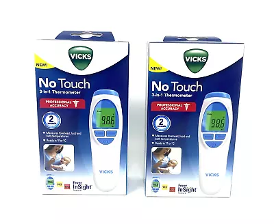 NEW SEALED 2PK Vicks No Touch 3-in-1 Thermometer Measures Forehead/Food/Bath A2 • $8.95