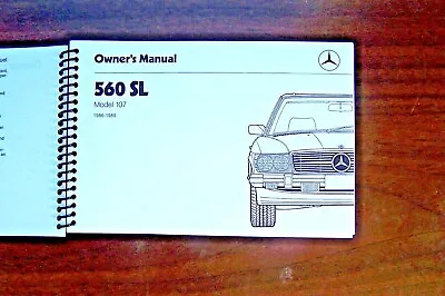 1989 Mercedes 560 Sl Owners Manual  W107 1988 1987 Factory  Reprint New 1986 • $94.99
