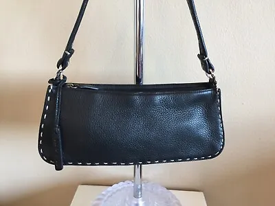 $15 • Buy Sigrid Olsen Handbag Purse Black Leather Small Stitched 