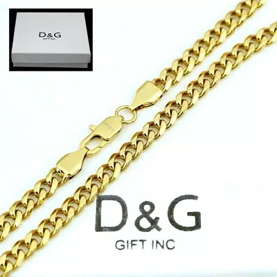 DG Men's Stainless Steel 24 X 5mm Mini Cuban Curb Chain Gold Plated Unisex*Box • $13.99